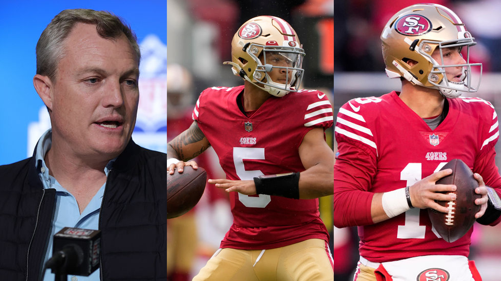 John Lynch discusses Trey Lance trade talks, Brock Purdy's rehab