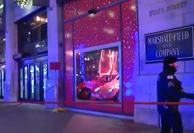 shooting scene outside Macy's