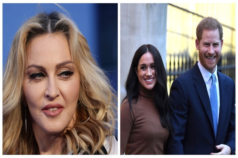 (Left) Madonna, Meghan markle and Prince Harry (Right)