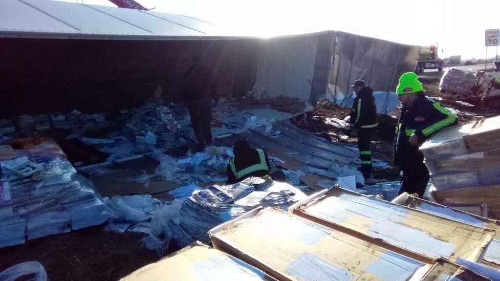 40K pounds of mail spill onto NW Indiana highway after intoxicated driver crashes semi