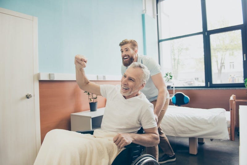 hospital happy healed man