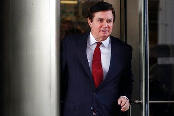 FILE- In this Nov. 6, 2017 file photo, Paul Manafort, President Donald Trump's former campaign chairman, leaves the federal courthouse in Washington. (AP Photo/Jacquelyn Martin)