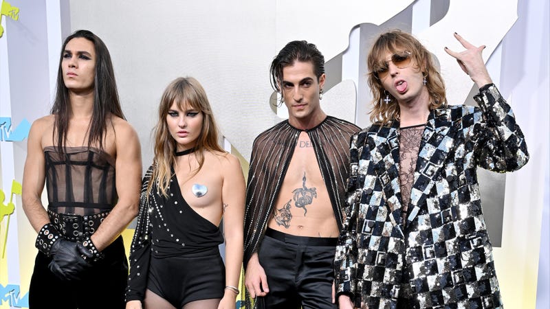 Ethan Torchio, Victoria De Angelis, Damiano David, and Thomas Raggi of Måneskin 