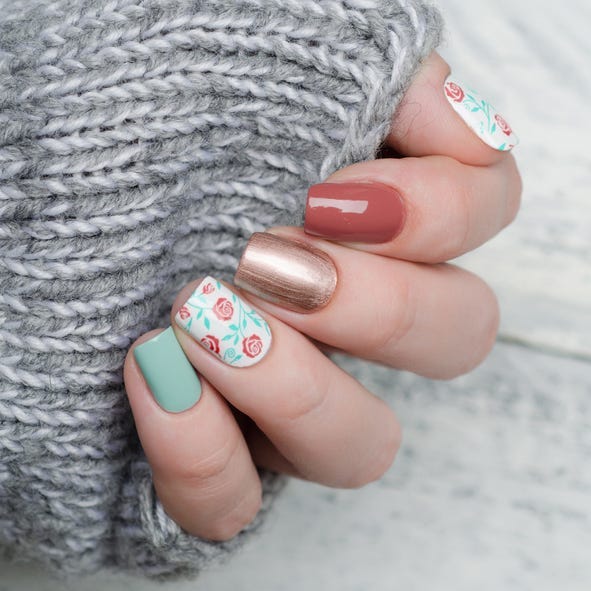 Womans manicured hand