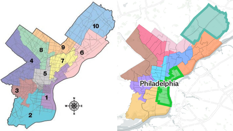 The old map (left) versus the new proposed map (right).