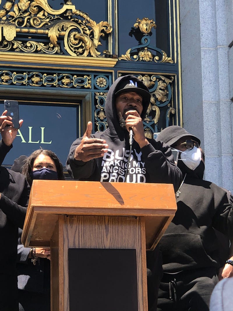 Actor and singer Jamie Foxx at the Black Lives Matter rally at San Francisco's City Hall on June 1, 2020