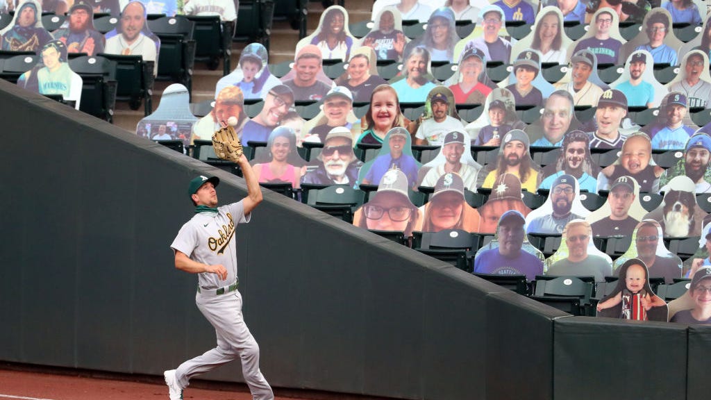 Infamous Cubs Fan Steve Bartman Among Cardboard Fans at Mariners-A's Game
