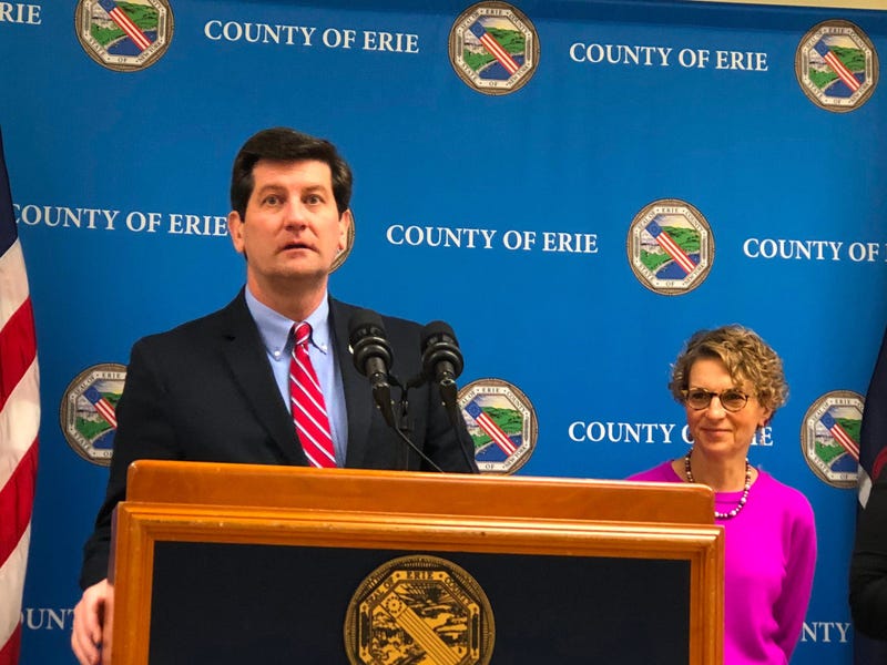 Erie County Executive Mark Poloncarz and Health Commissioner Gale Burstein update public on coronavirus pandemic. March 16, 2020 (WBEN Photo/Mike Baggerman)