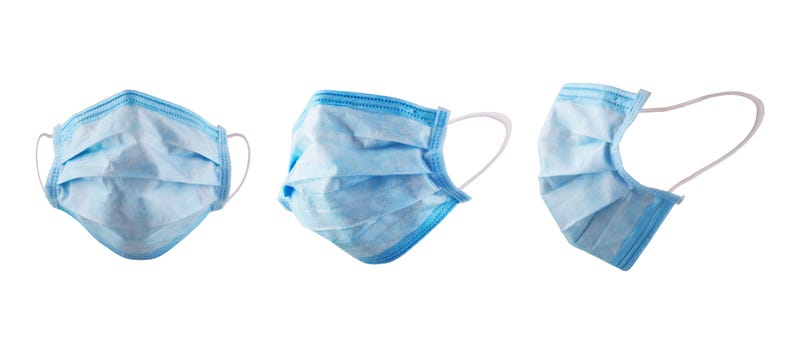 Medical protective masks isolated on a white background