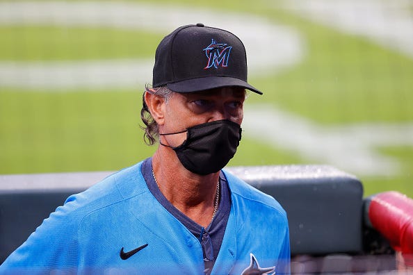 Don Mattingly inside the Marlins dugout. 
