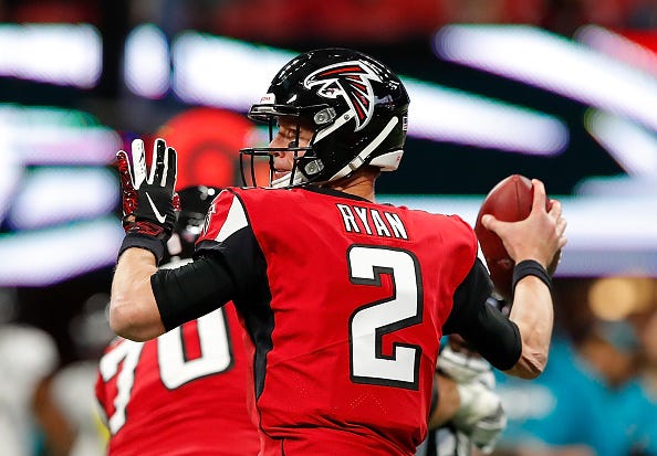 Matt Ryan eyes a receiver during a Falcons game. 