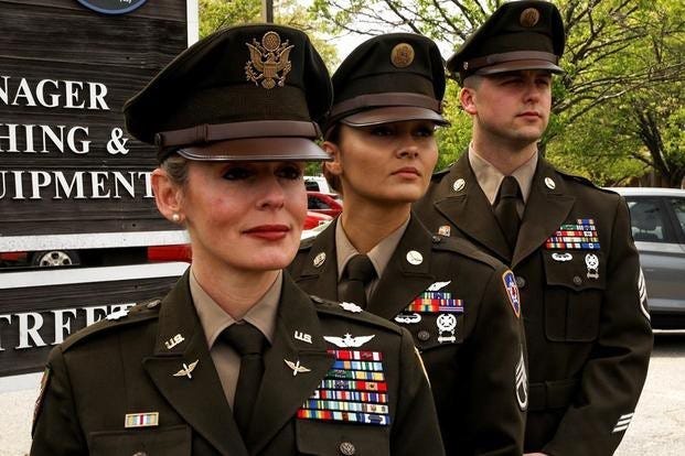 The Army Green Service Uniform features the classic World War II design, but is crafted with a high-quality, wool blend for a longer shelf life