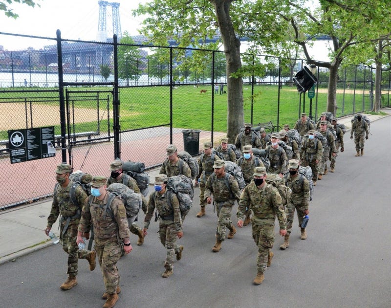 National Guard medics ruck across New York City for weekend training