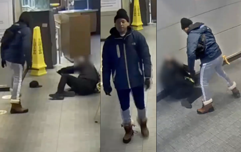Police are searching for a suspect in a violent robbery at a McDonald's near Penn Station on Monday morning