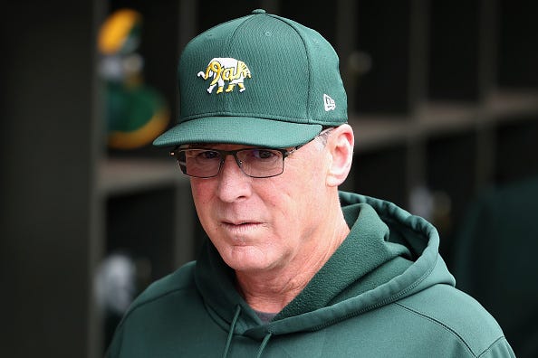 Bob Melvin in the A's dugout. 