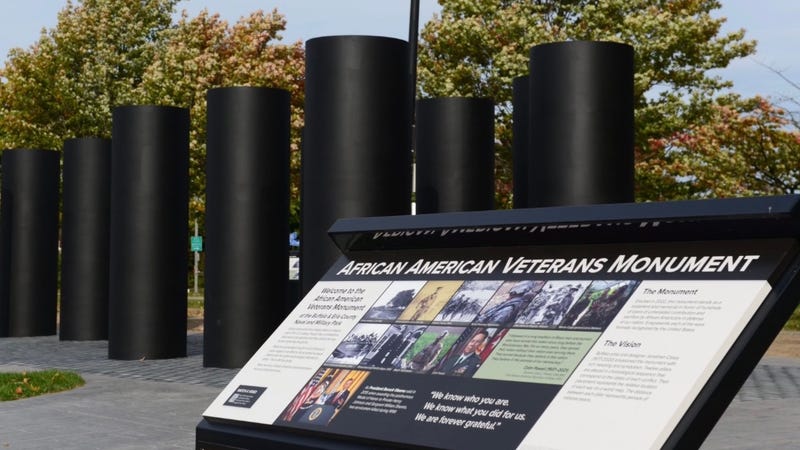 The African American Veterans Monument recognizes the contributions of current and past African American service members in all six branches of the military.