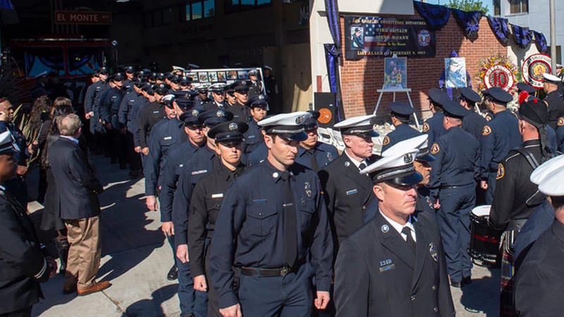 Thursday, Feb. 24, 2022 the Los Angeles County Fire Department held a flag ceremony in El Monte, Calif. for Steven McCann, a captain with the department who died on duty on Feb. 9, 2022.