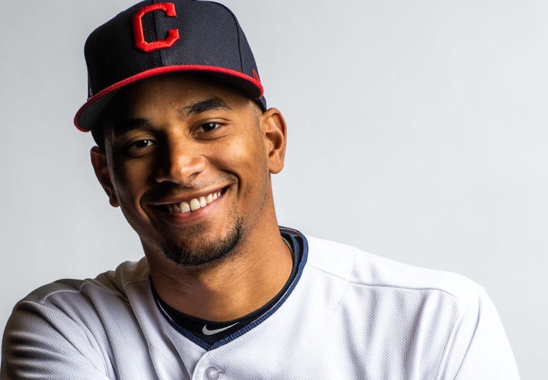 GOODYEAR, AZ - FEBRUARY 21: Oscar Mercado #67 of the Cleveland Indians poses for a portrait at the Cleveland Indians Player Development Complex on February 21, 2019 in Goodyear, Arizona. 
