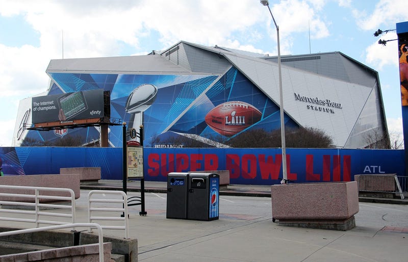 Outside Mercedes Benz Stadium