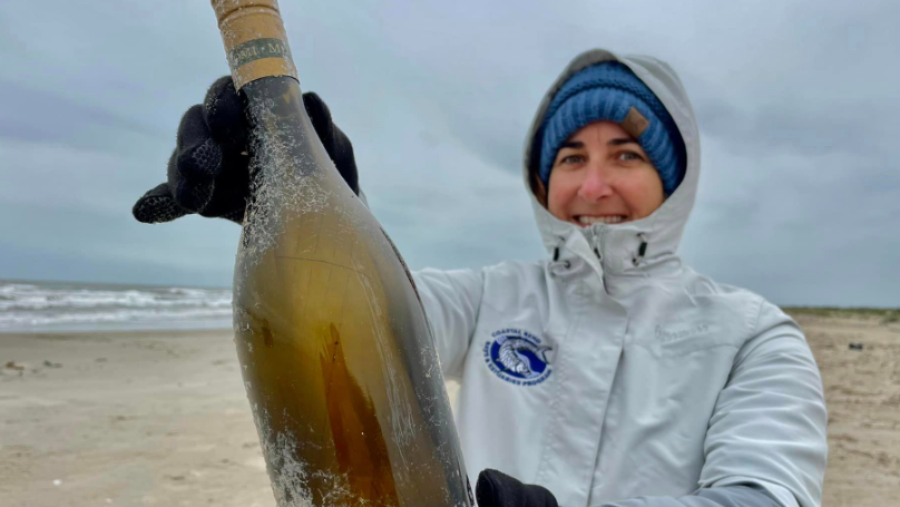 Message-in-a-bottle from Jamaica washes up on the beach at Port Aransas