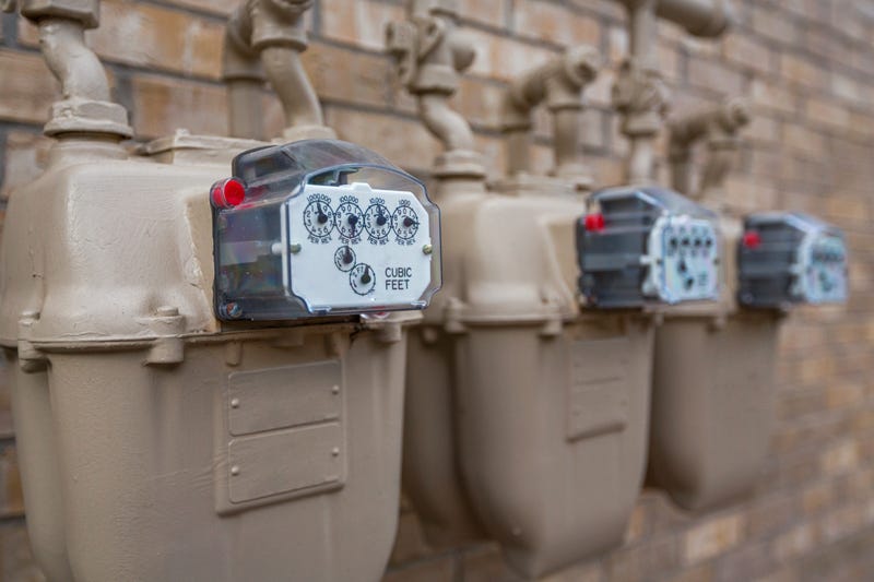 Close up of gas meters