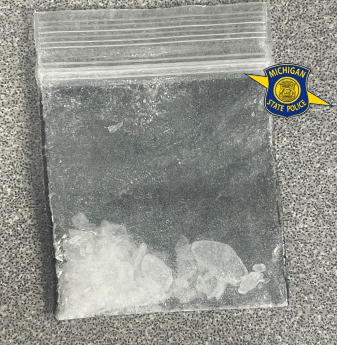 Meth found by MSP during an arrest in Blair Township.