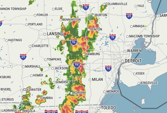 A strong line of thunderstorms is making its way across southeast Michigan, prompting Severe Weather Statements for some of the listening area.