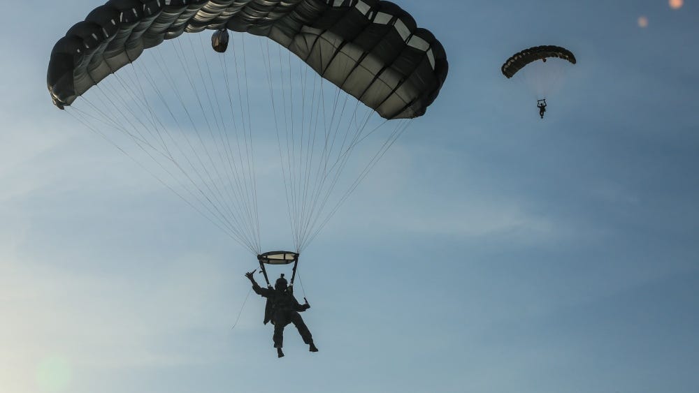 Military Free Fall jumper crash lands into California man's kitchen