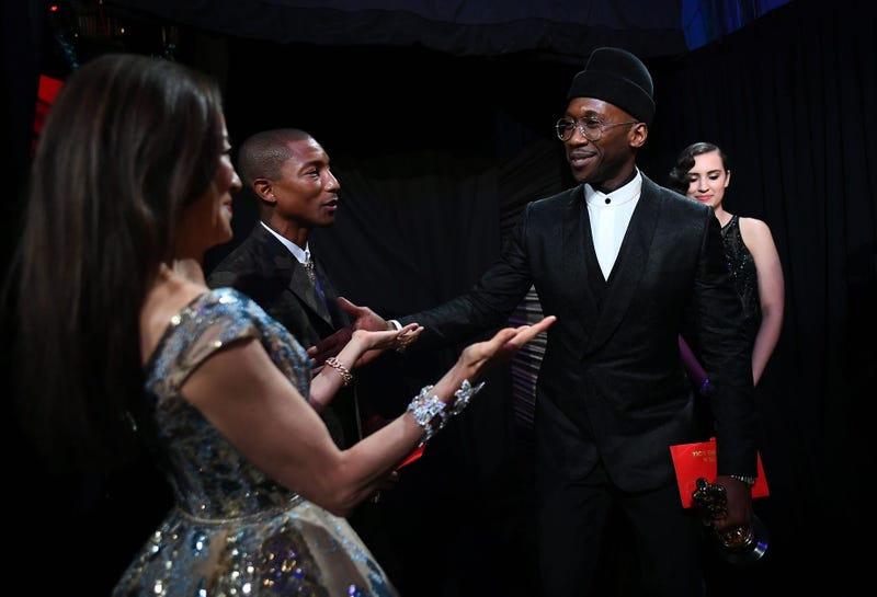 Michelle Yeoh, Pharrell Williams and Mahershala Ali at the 2019 Oscars