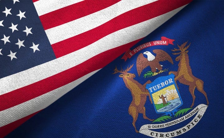 Michigan and US flag