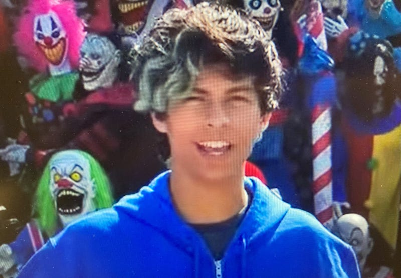 teen in front of animatroncis