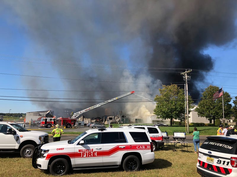 A fire at a produce packing plant on Lebanon Rd in Millville.