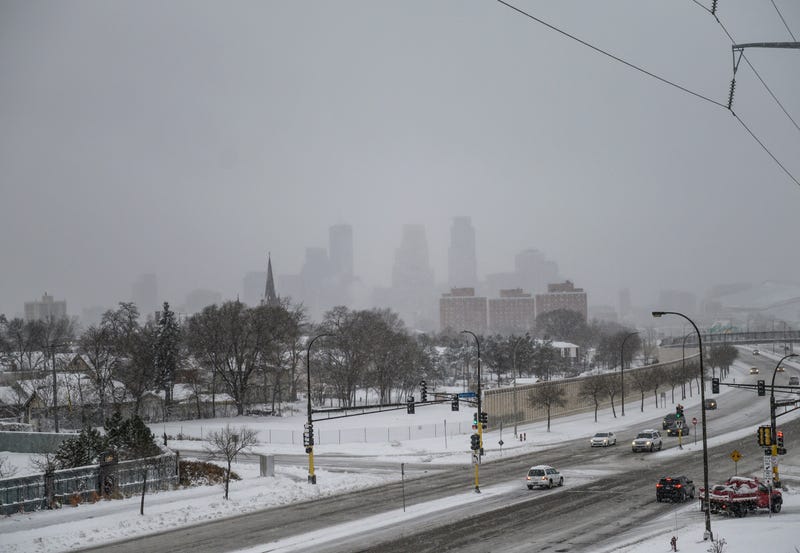 Downtown Minneapolis, snow