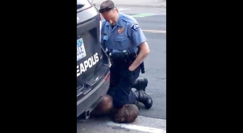 In this Monday, May 25, 2020, file frame from video provided by Darnella Frazier, a Minneapolis officer kneels on the neck of George Floyd, a handcuffed man who was pleading that he could not breathe, in Minneapolis.