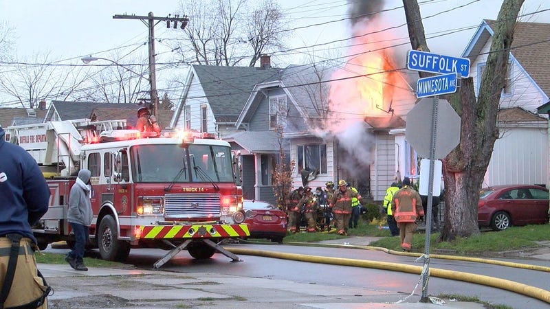 Fire scene on Minnesota Ave in Buffalo