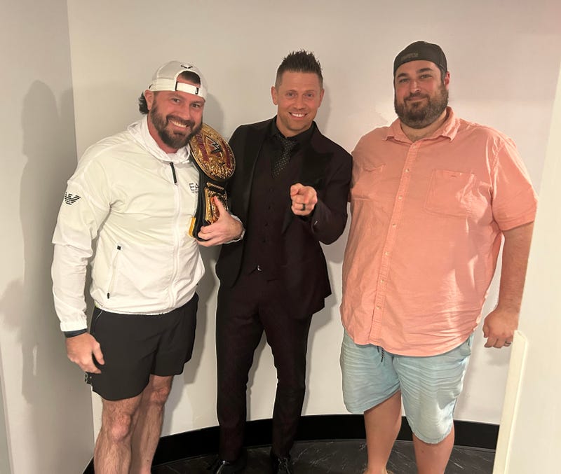 'The Miz' (center) joined Afternoon Drive hosts Dustin Fox (left) and Nick Wilson (right) ahead of SummerSlam in Cleveland on August 3rd.