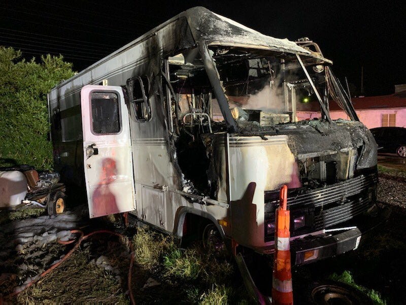 Scene of fatal RV fire on 1-31-20