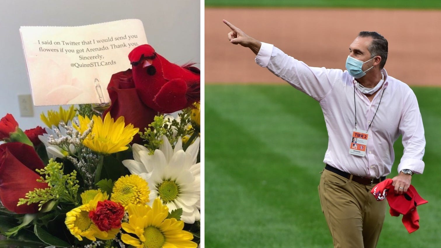Cardinals fan fulfills promise to send Mozeliak flowers if they acquired Arenado