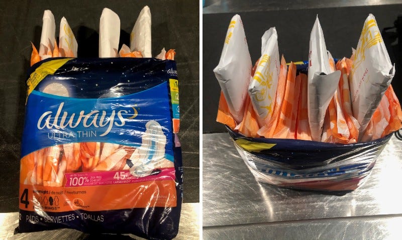 money hidden in pads at Detroit Metro Airport