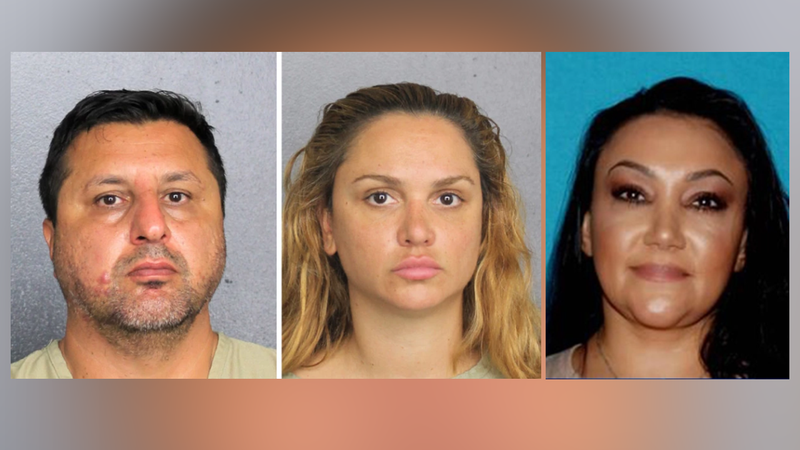FILE - Mugshots of Richard Ayvazyan (left), his wife Marietta Terebelian (center) and Tamara Dadyan (right) provided by the FBI and LAPD, respectively.