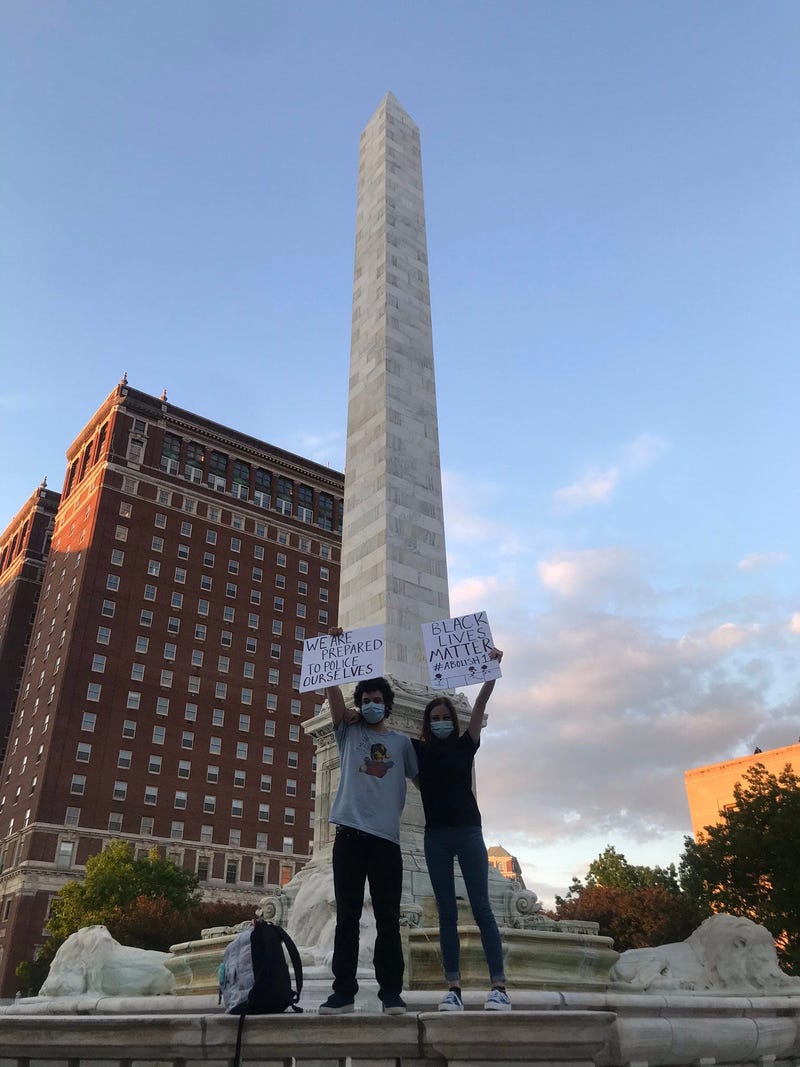 Demonstrators in Niagara Square Saturday/WBEN Photo