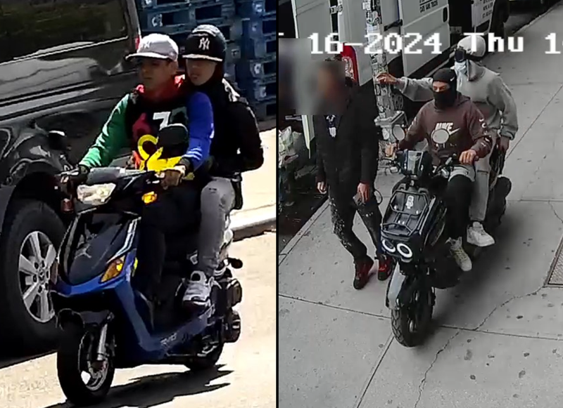 Police are searching for two pairs of suspects in newly investigated robbery patterns involving mopeds in Brooklyn and Manhattan