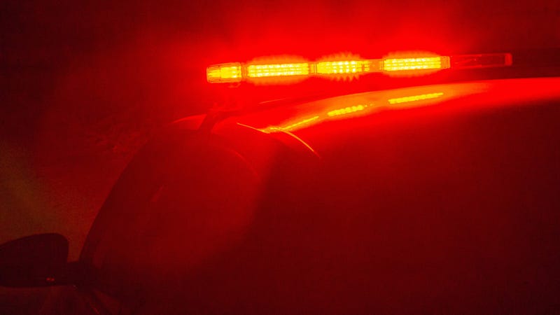 Police car lights at night