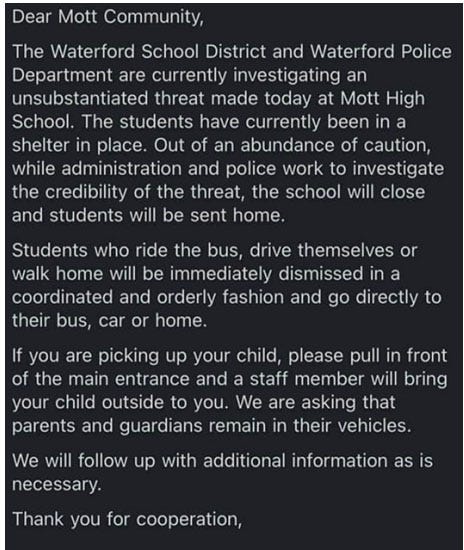 Mott High School threat