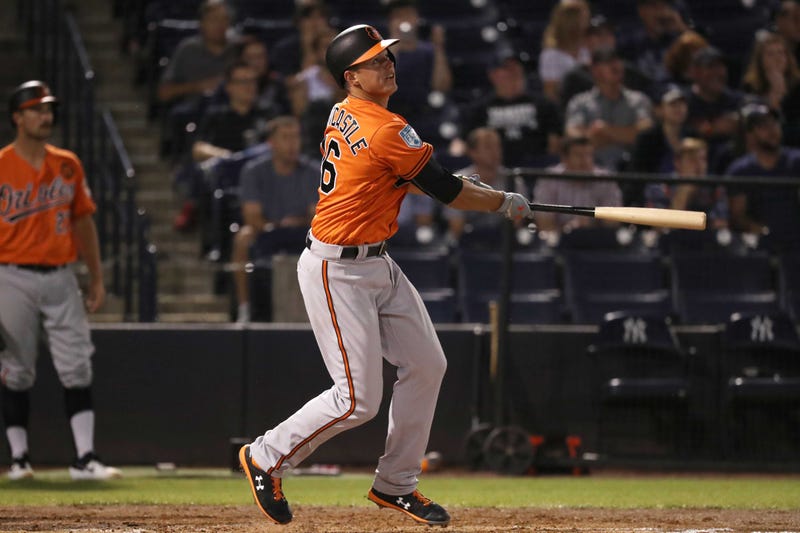 Orioles infielder Ryan Mountcastle hits a HR in Spring Training.