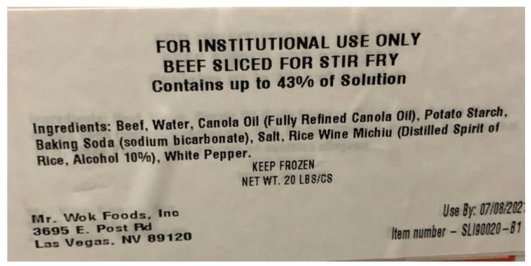 Mr. Wok Foods, Inc. food label