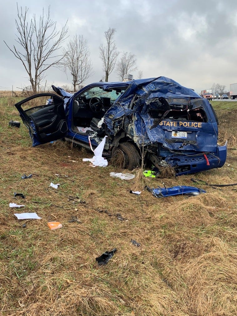 MSP SUV wrecked in crash