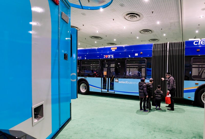 The MTA is displaying its cutting-edge, zero-emission New Flyer XD60 model bus at the New York International Auto Show through Sunday.