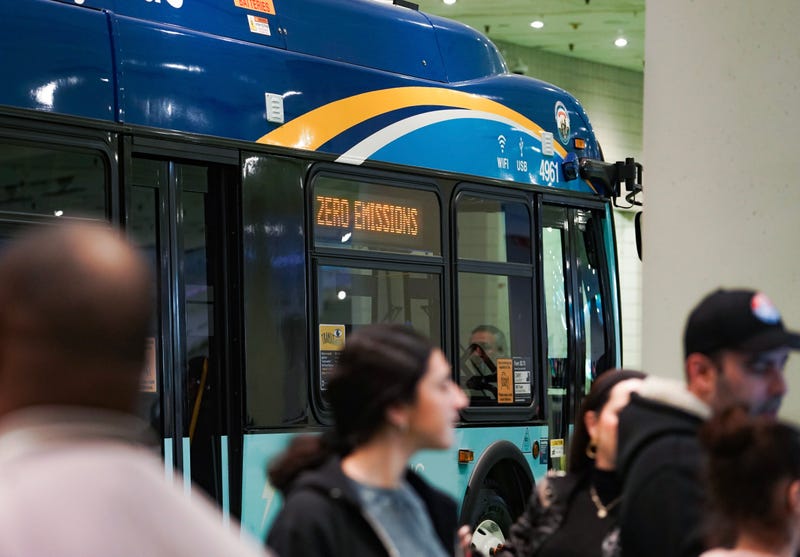 The MTA is displaying its cutting-edge, zero-emission New Flyer XD60 model bus at the New York International Auto Show through Sunday.