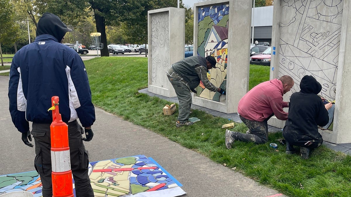 Renowned Detroit artist brightens Lawrence Tech campus with new murals [PHOTOS]